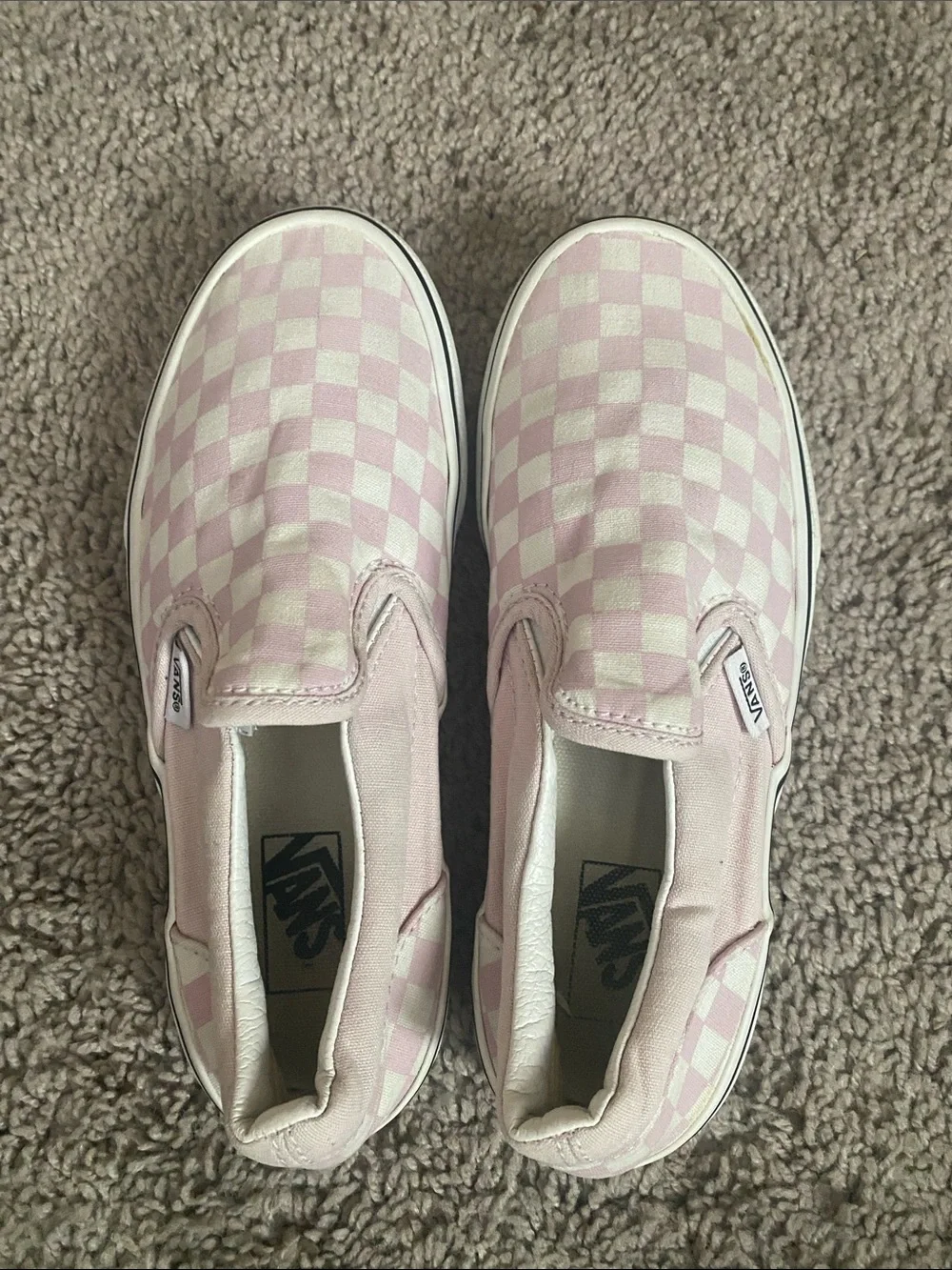 Vans off the wall low Kids Slip-On Checkerboard Sneakers - Light Pink/White